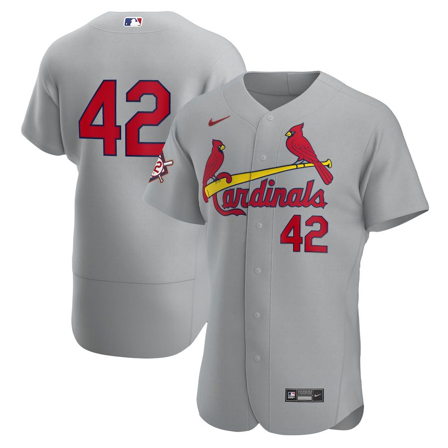 Cheap Mens St. Louis Cardinals 42 Nike Gray Road Jackie Robinson Day Authentic MLB Jerseys